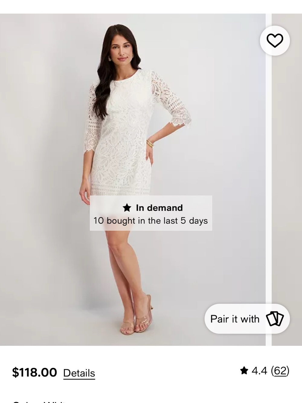 Kensie White Lace Sheath Dress